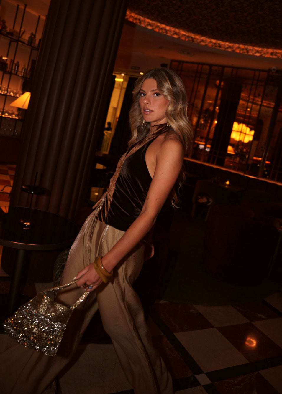 BROWN VELVET TOP