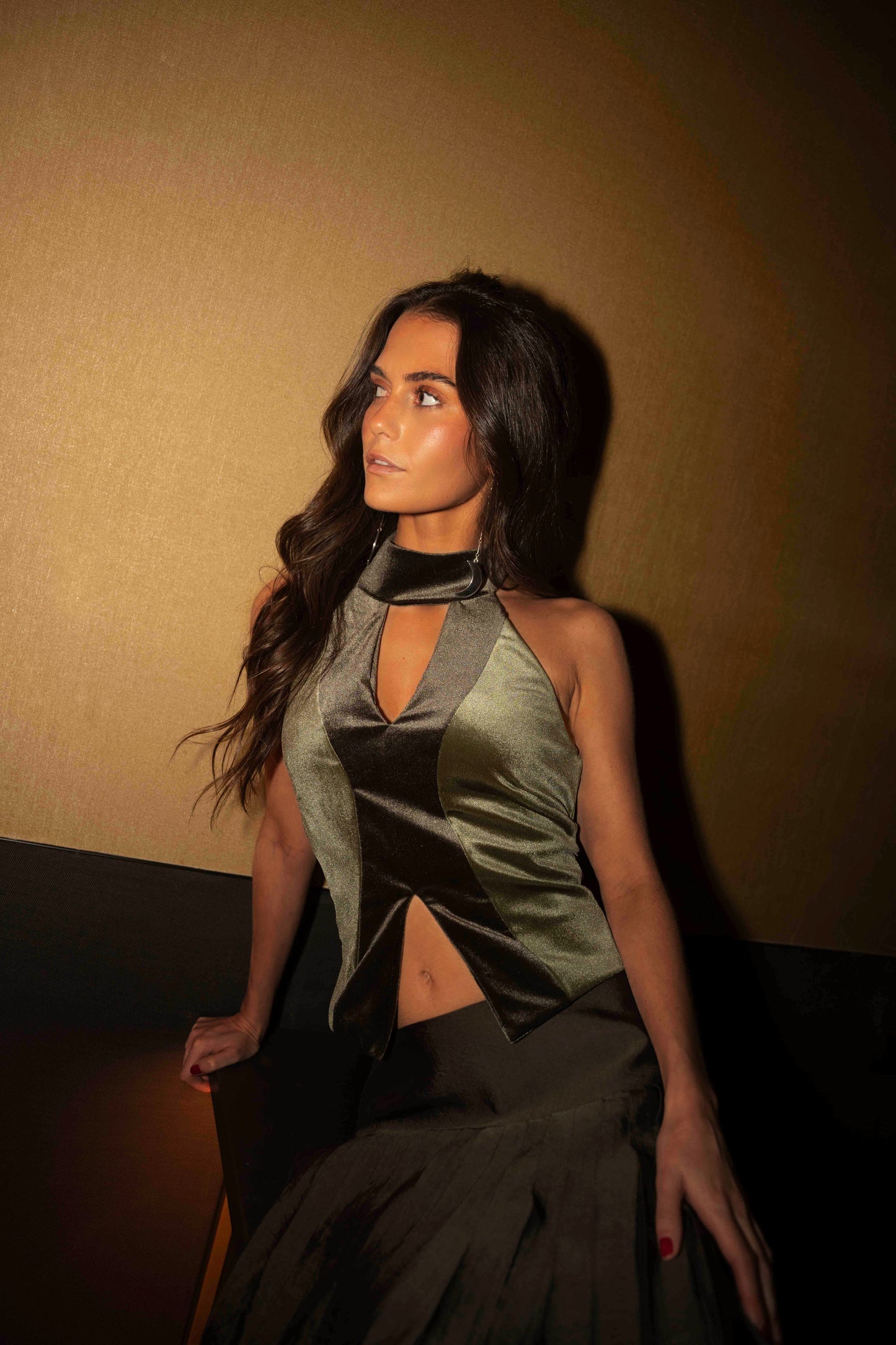 GREEN VELVET TOP